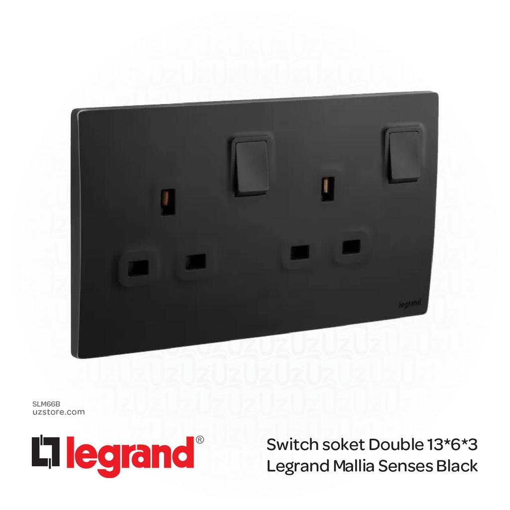 Switch soket Double 13*6*3 Legrand Mallia Black