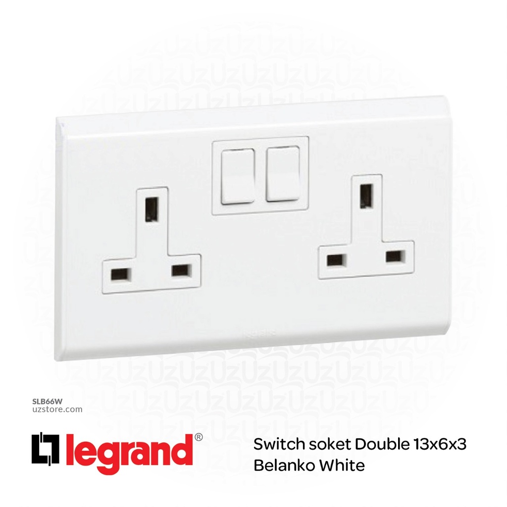 Switch soket Double 13A 6*3 Legrand Belanko White 646