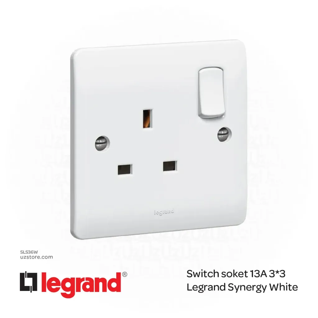Switch soket 13A 3*3 Legrand Synergy White