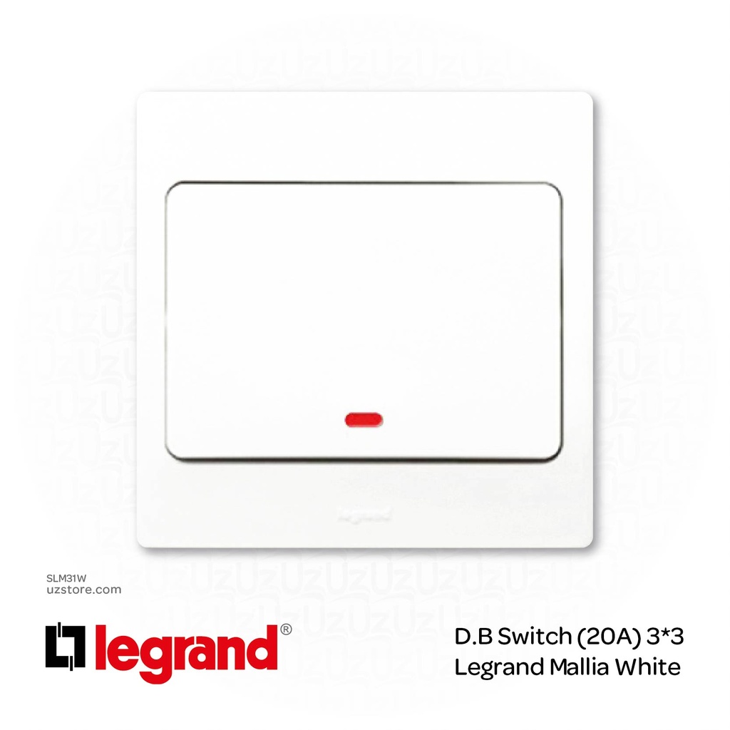 20A  AC Switch 3*3 Legrand Mallia White (281061MW)