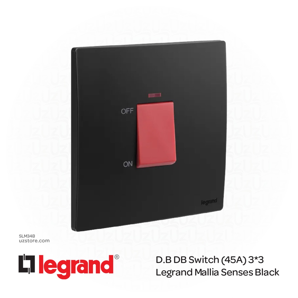 D.B DB Switch (45A) 3*3 Legrand Mallia Black