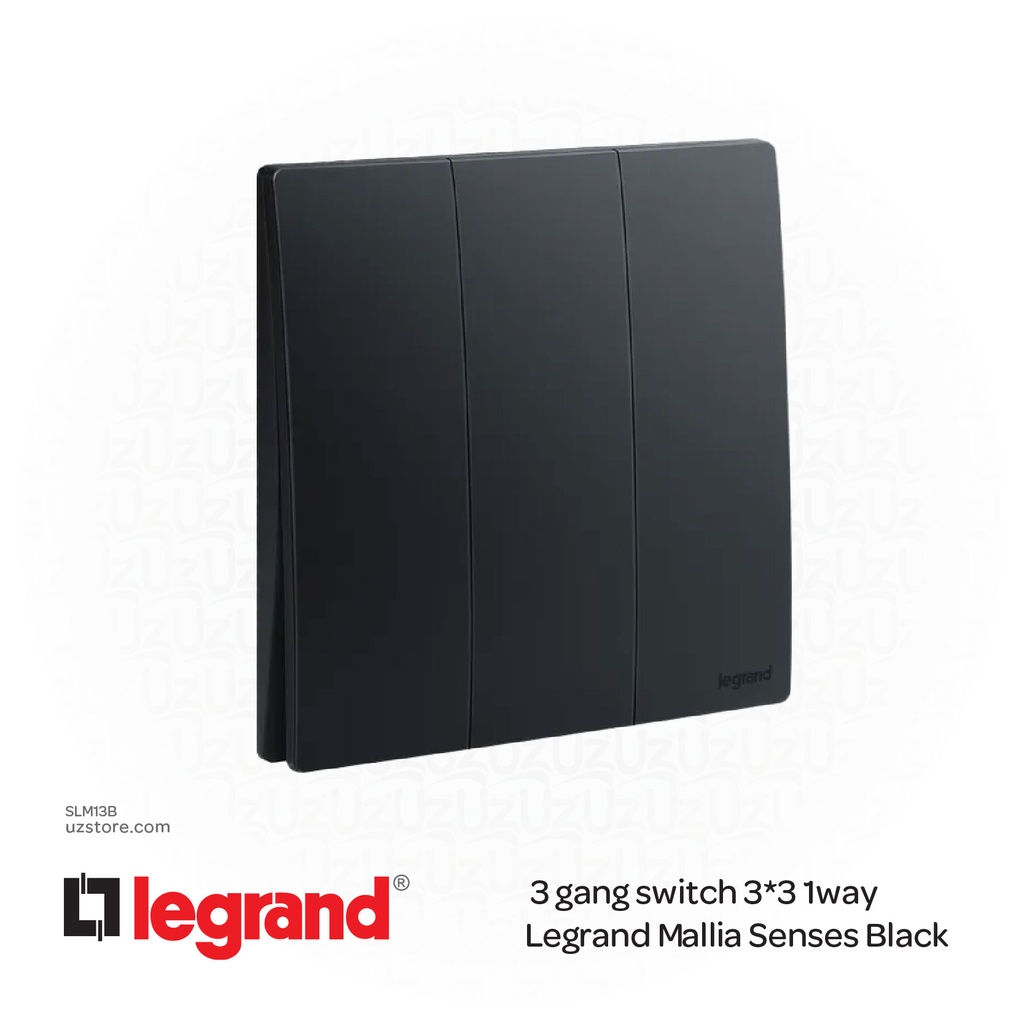 3 gang switch 3*3 1way Legrand Mallia Black