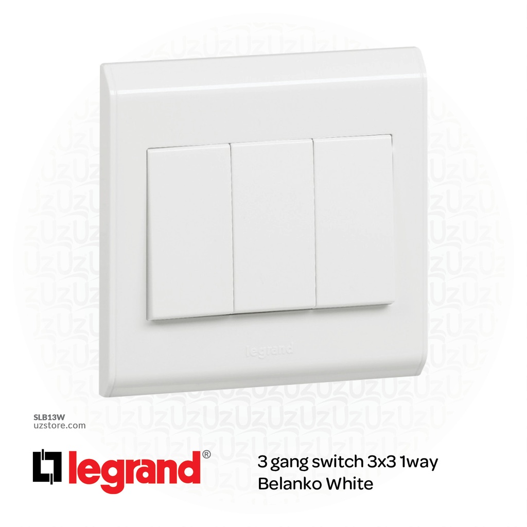 3 gang switch 3*3 1way Legrand Belanko White 604
