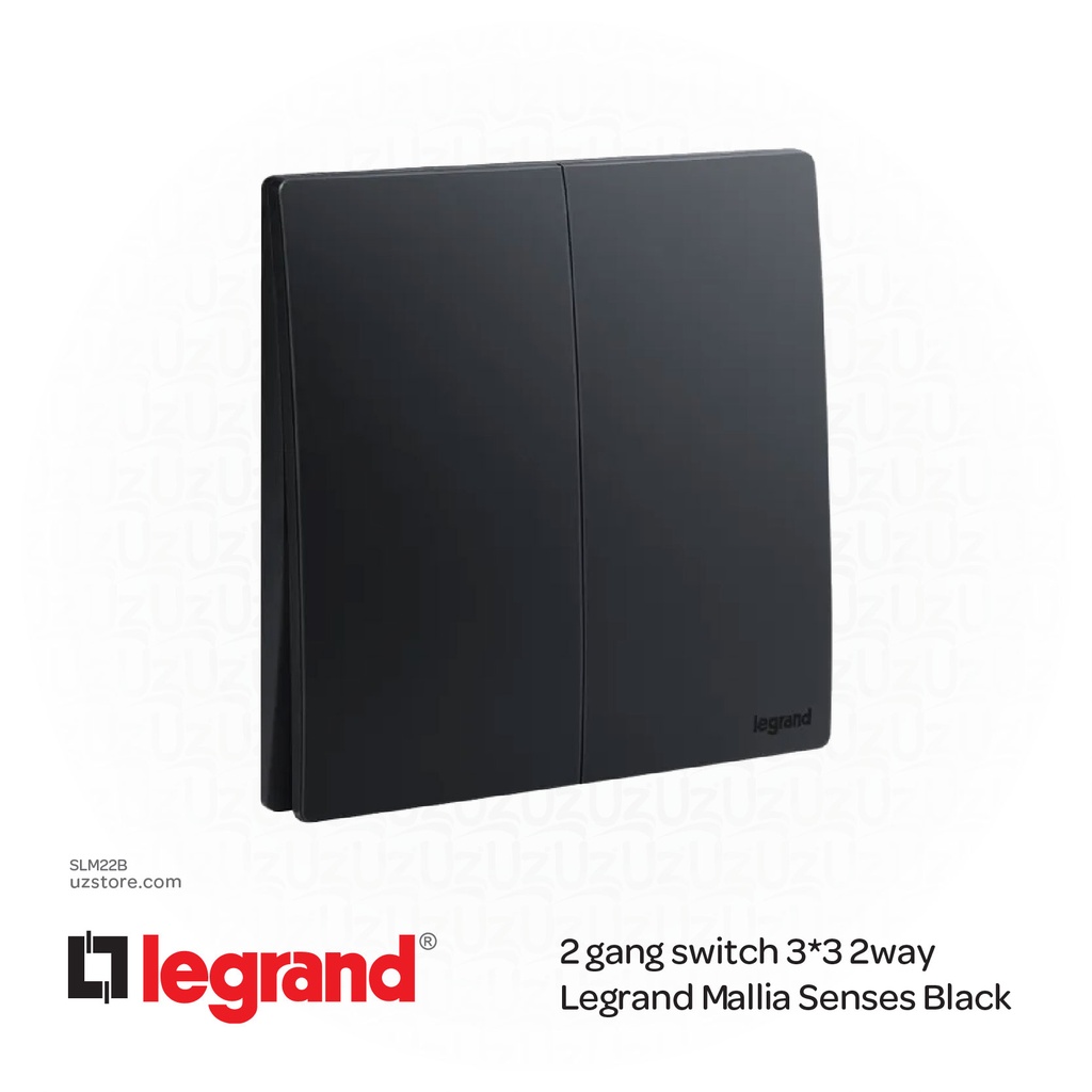 [SLM22B] 2 gang switch 3*3 2way Legrand Mallia Black