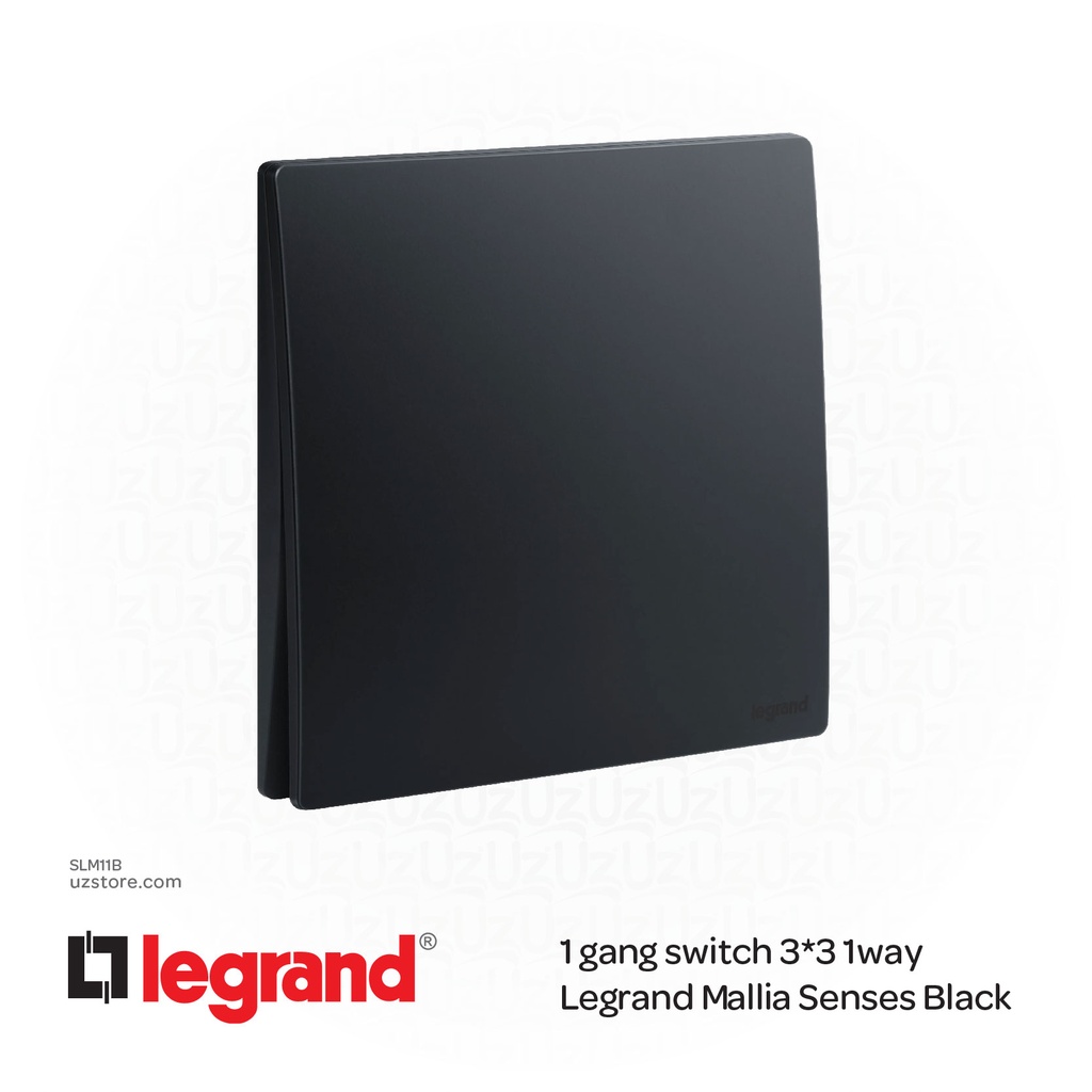 1 gang switch 3*3 1way Legrand Mallia Black (281000MB)