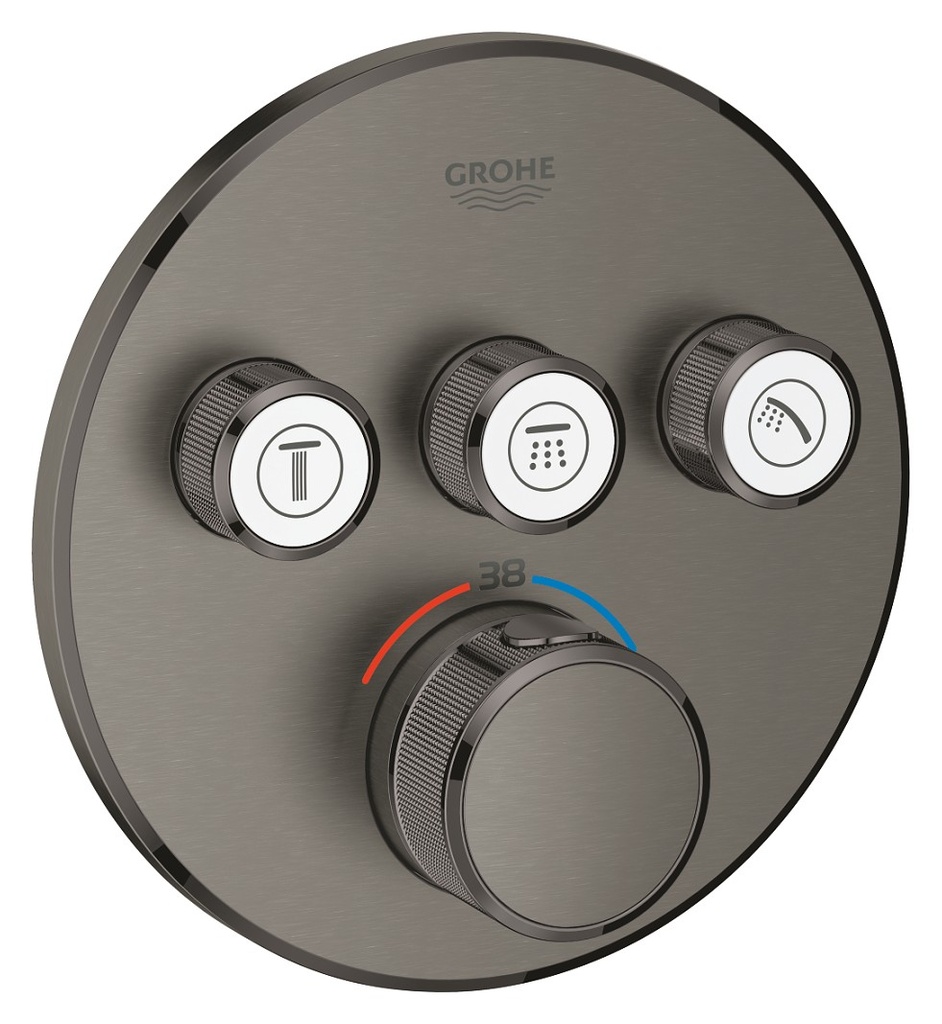 GROHE Grohtherm SmartControl Safety mixer for concealed installation with 3 valves , 29121AL0 , brushed hard graphite
