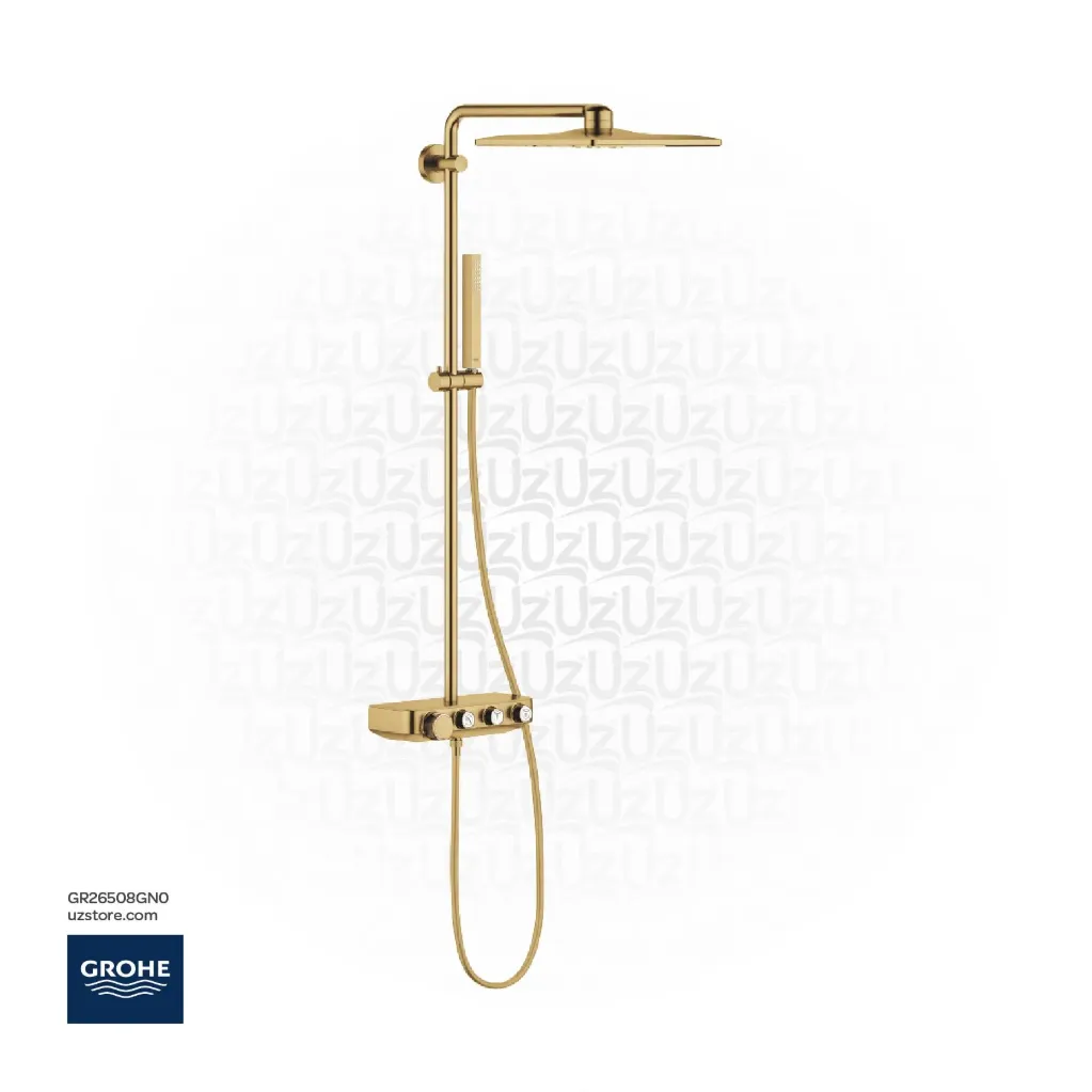 GROHE Euphoria SmartControl System 310 Cube Duo Shower system with Safety Mixer for wall mounting , 26508GN0 , brushed cool sunrise