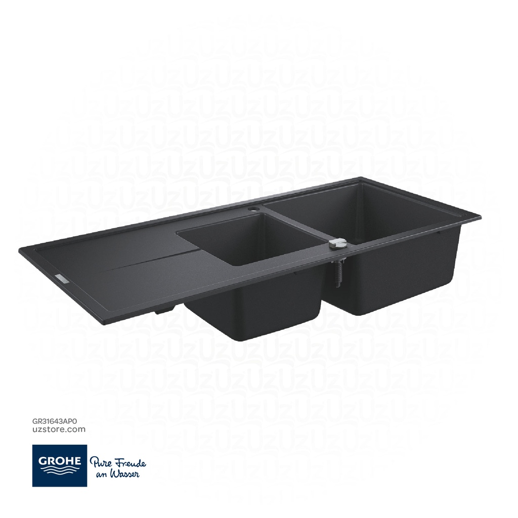 GROHE K400 Composite sink with drainer , 31643AP0 , granite black