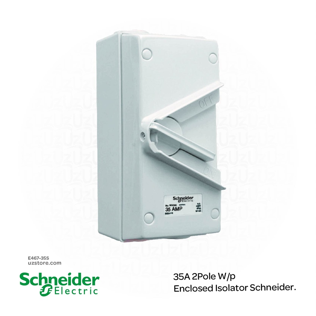 [E467-35S] Schneider 35A 2Pole Isolator Switch WeatherProof (WHD35) IP66