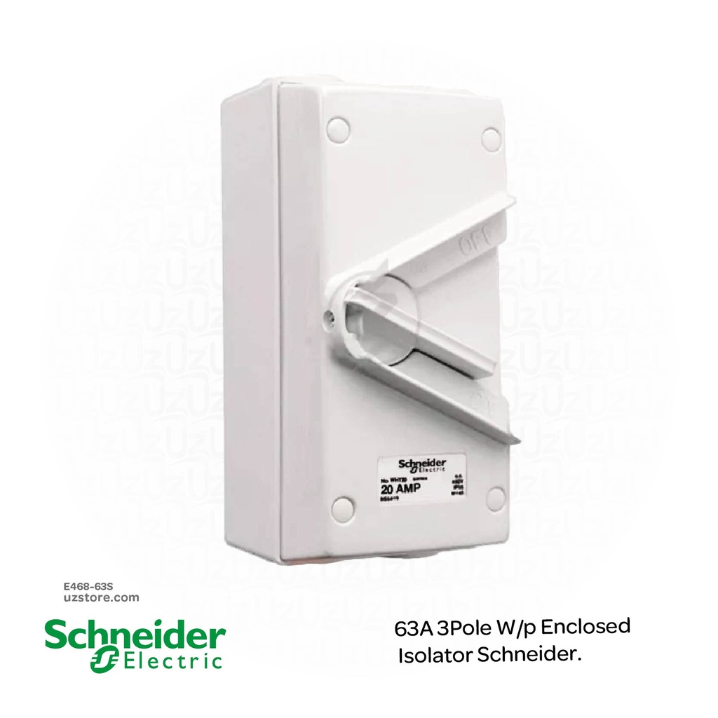 Schneider 63A 3Pole Isolator Switch WeatherProof (WHT63) IP66