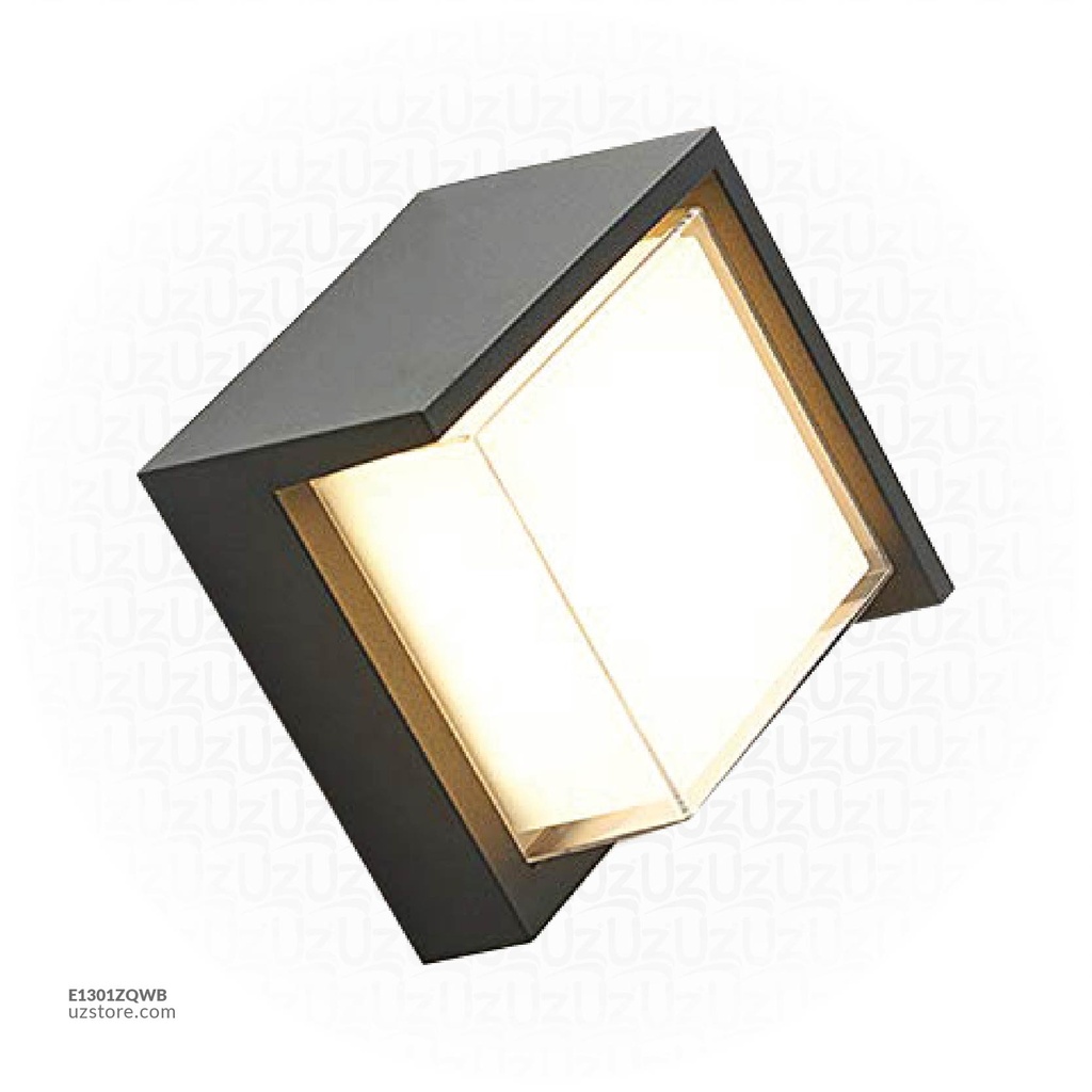 مصباح جدار خارجي  مربع LED أسود 10 واط  اضاءة صفراء