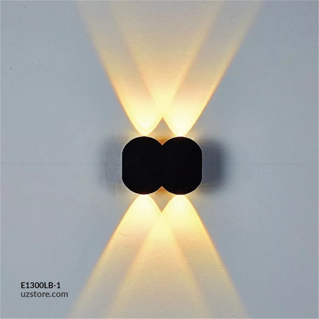 [E1300LB-1] LED Outdoor Wall light WA12-1  4*1W WW Black AC85V-265V