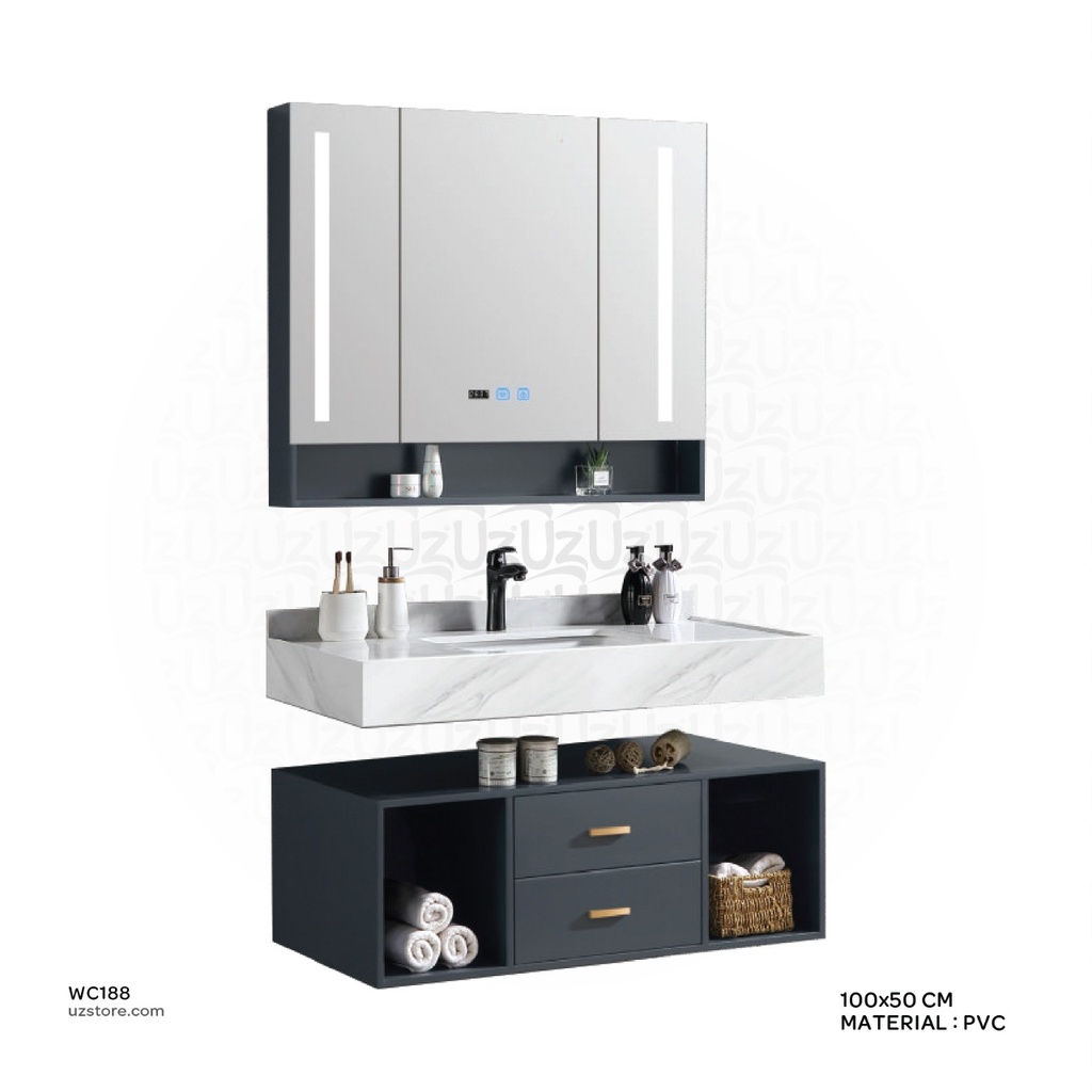 WashBasin Cabinet With led mirror cabinet RF-4851 dark grey 100*50