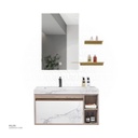 WashBasin Cabinet With led mirror PL-2602 Marble and Brown  80*50*46 CM