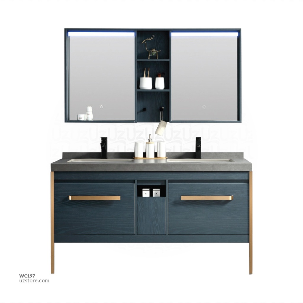 WashBasin Cabinet With led mirror cabinet PL-2635 Dark Blue  150*50*81 CM