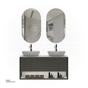 Double WashBasin Cabinet and Double Mirror with Led Light KZA-2138120   120*50*52 CM