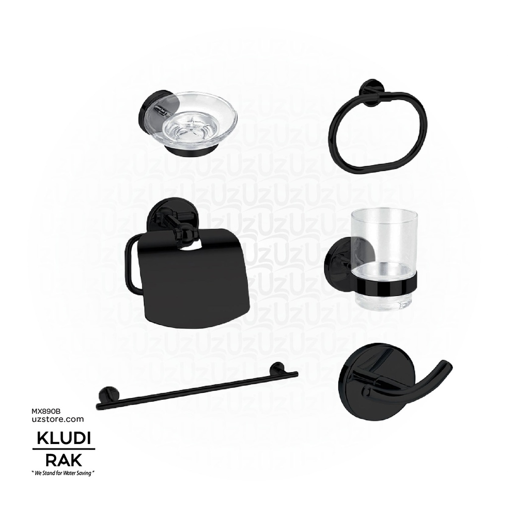 KLUDI RAK Caliber Bathroom Accessories Set ( 6 pcs ) Black,
 RAK21021.BK1