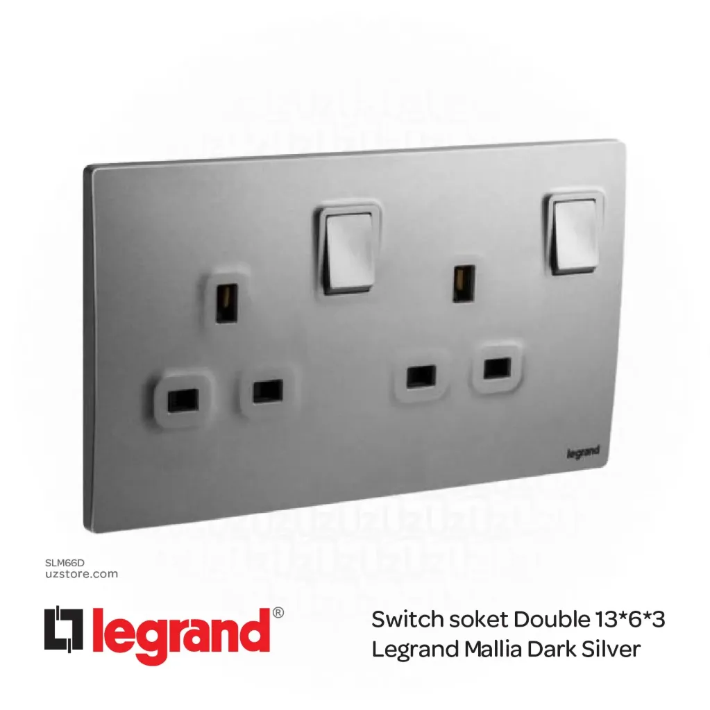 Switch soket Double 13*6*3 Legrand Mallia Dark Silver