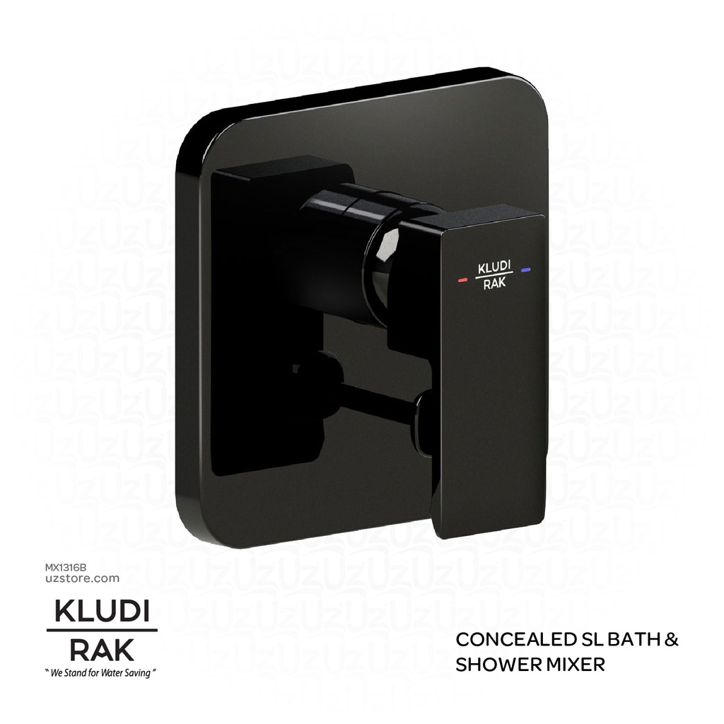 KLUDI RAK Profile Star Concealed Single Lever Bath and Shower Mixer, 
Trim Set Matt Black, RAK14175.BK2