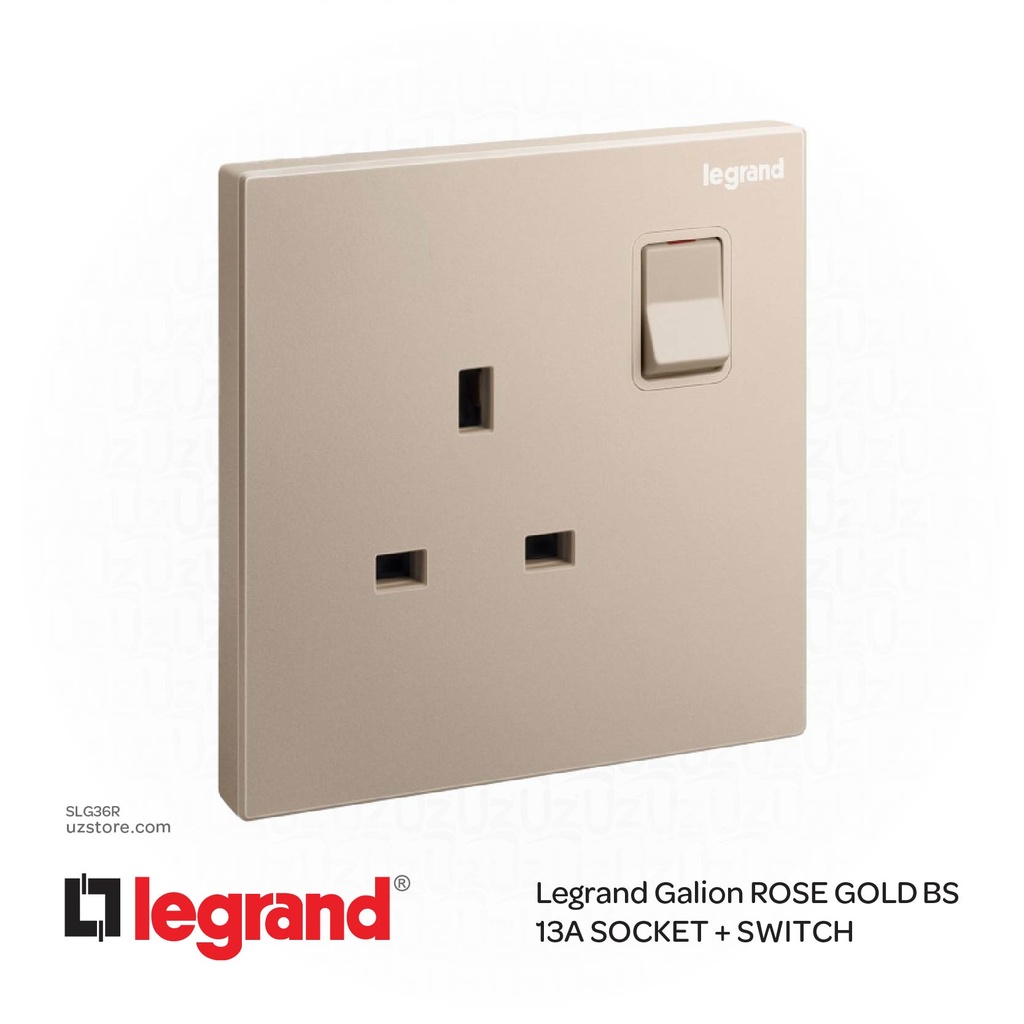 [SLG36R] مفتاح ساكت كهربائي ليجراند جاليون روز جولد  BS 13A SOCKET + 