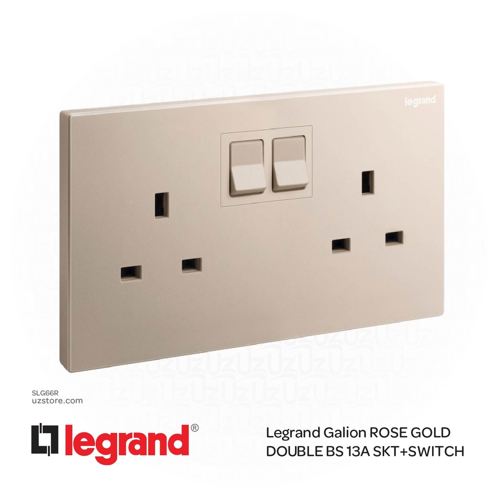 Legrand Galion ROSE GOLD DOUBLE BS 13A SKT+SWITCH