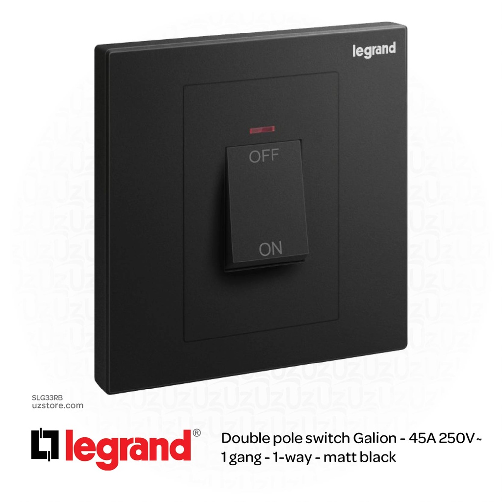 Legrand Galion MATT BLACK 1Gang 1Way 45A DP SWITCH