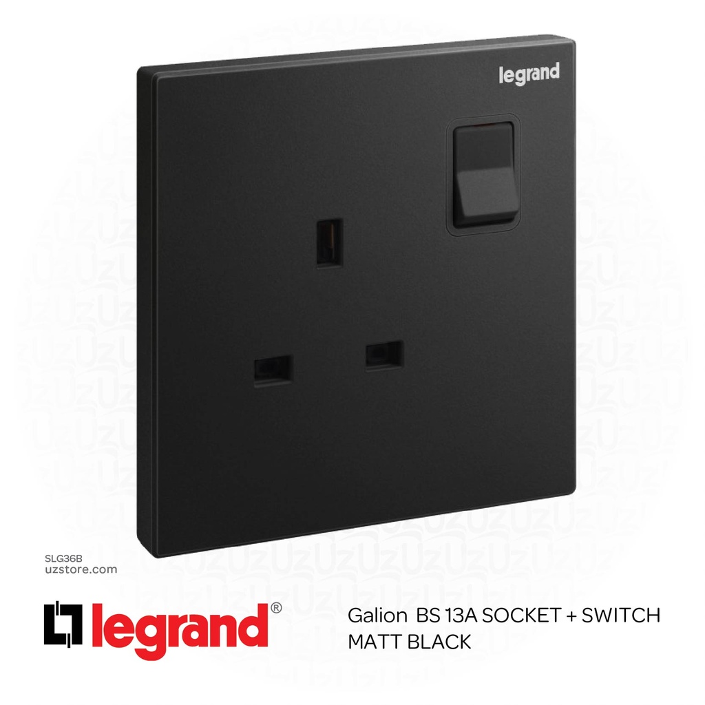 Legrand Galion MATT BLACK BS 13A SOCKET + SWITCH