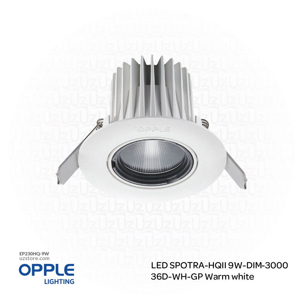 OPPLE LED Spot Light ECOMAX-HQII 9W-DIM-3000-36D-WH-GP , 3000K Warm White 541003055910