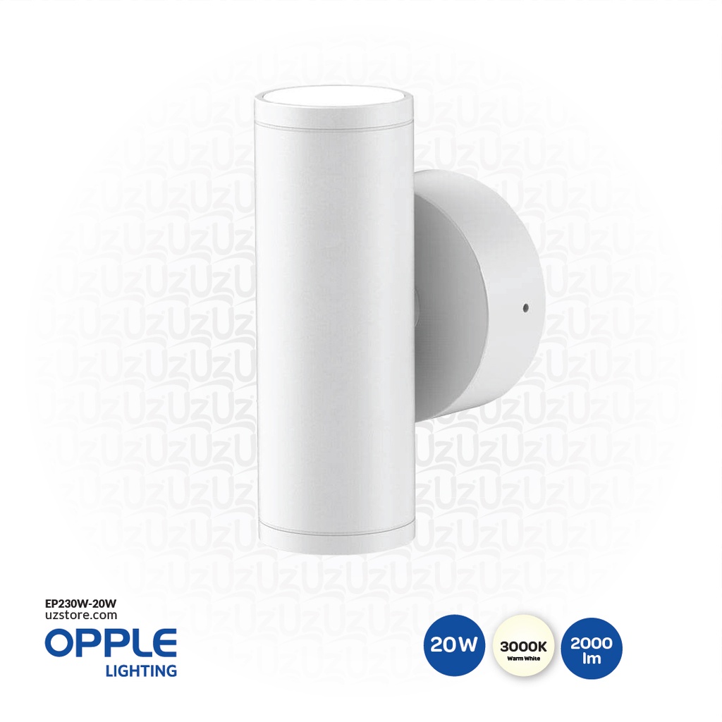 OPPLE LED Outdoor Wall Light-20W-3000K-15D-WH-GP , 3000K Warm White 715000001910 