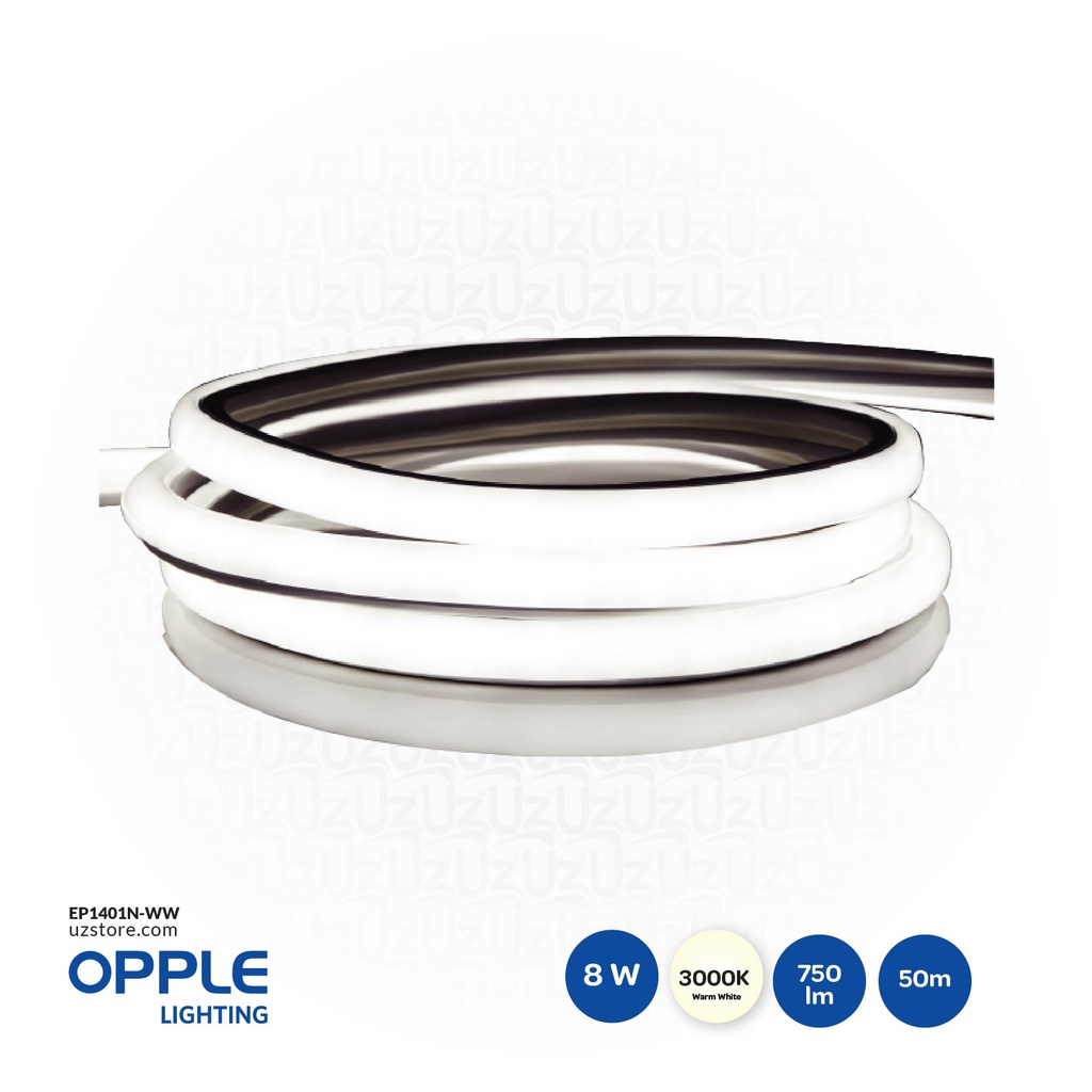 أوبل ليد شريط نيون 8 واط 50 متر 300 كيلفن، لون أبيض مصفر طبيعي
OPPLE E-Strip Light 2835-8W/M-50M-Neon