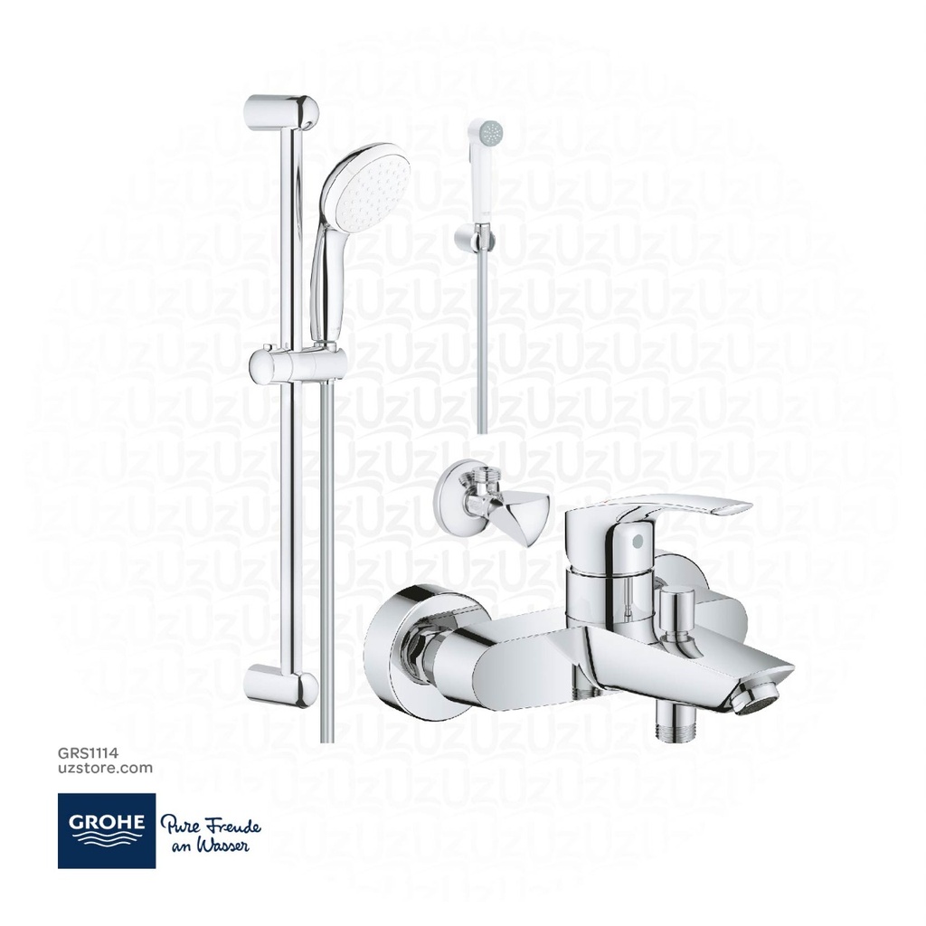 GROHE Bundle 114 (Eurosmart  New Shower Mixer + Shower Kit + Shattaf + Angle Valves)