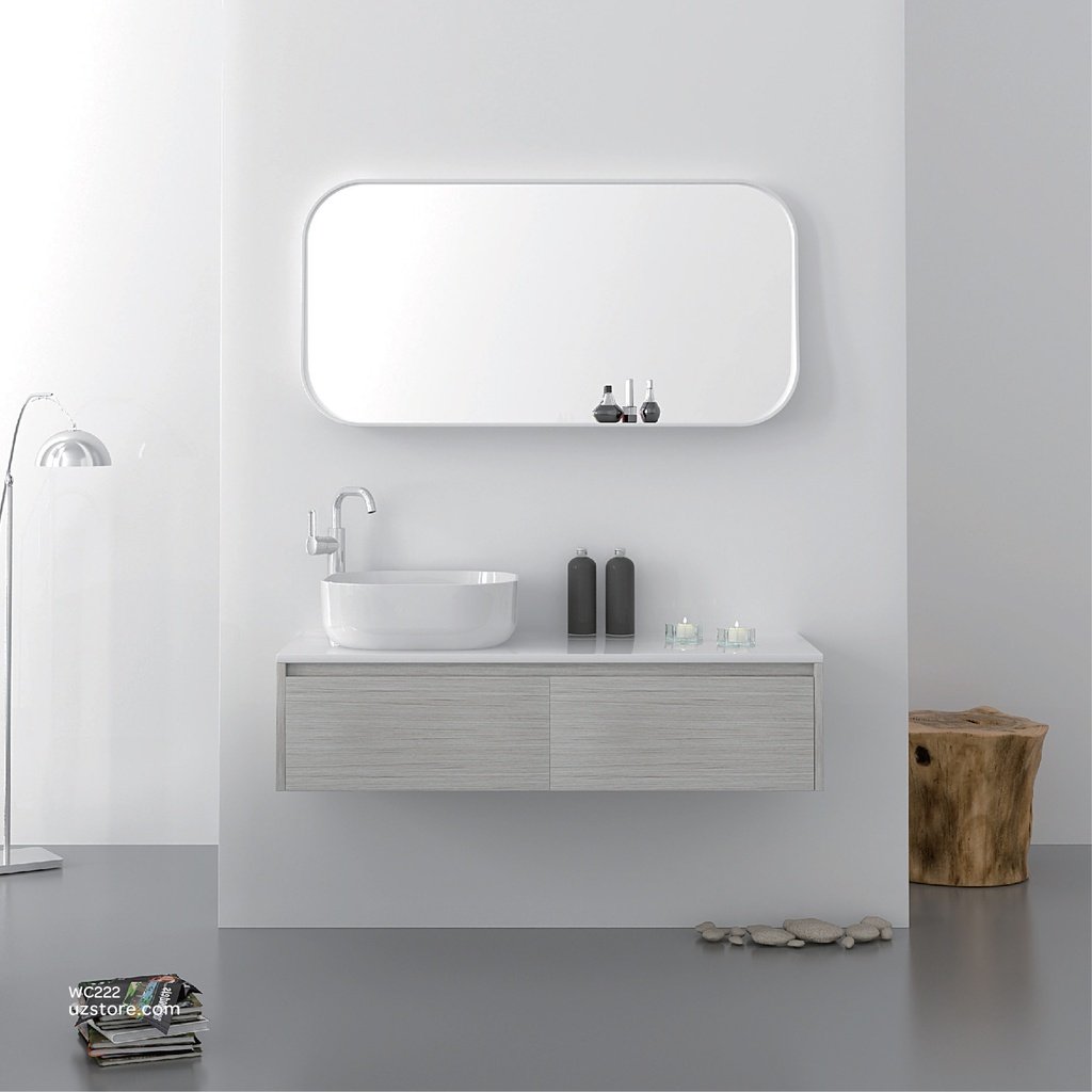 WashBasin with Polywood Cabinet and Mirror With PolyMarble Frame KZA-1720140 1400*500*550