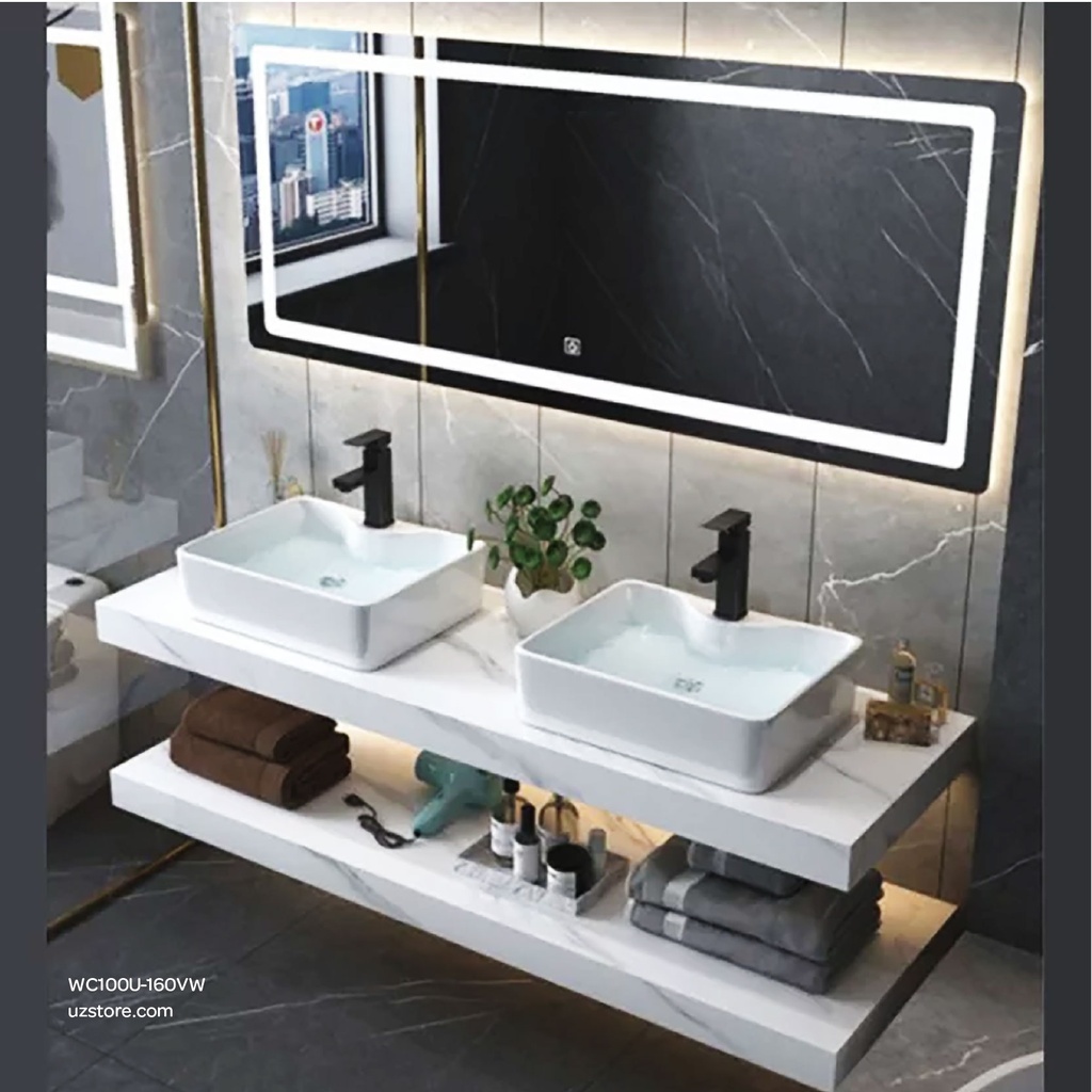 Sintered stone UP counter without basin 160C Volakas white  160x50x13cm,  Up
