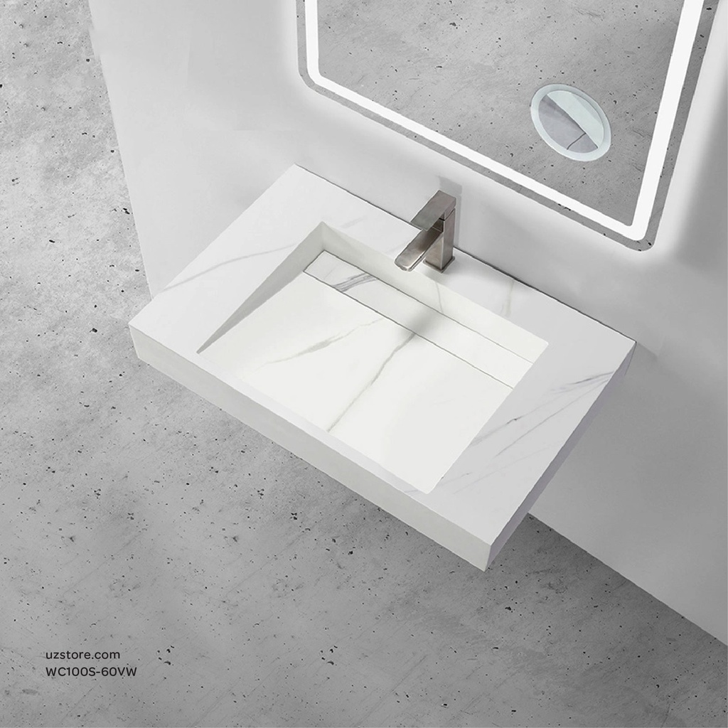 Sintered stone basin Sink on the middle 60S Volakas white  60x50x13cm