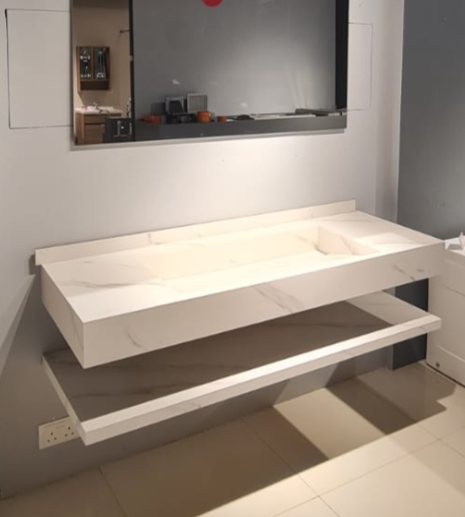 Sintered stone basin Sink on the middle 140S Volakas white  140x50x13cm