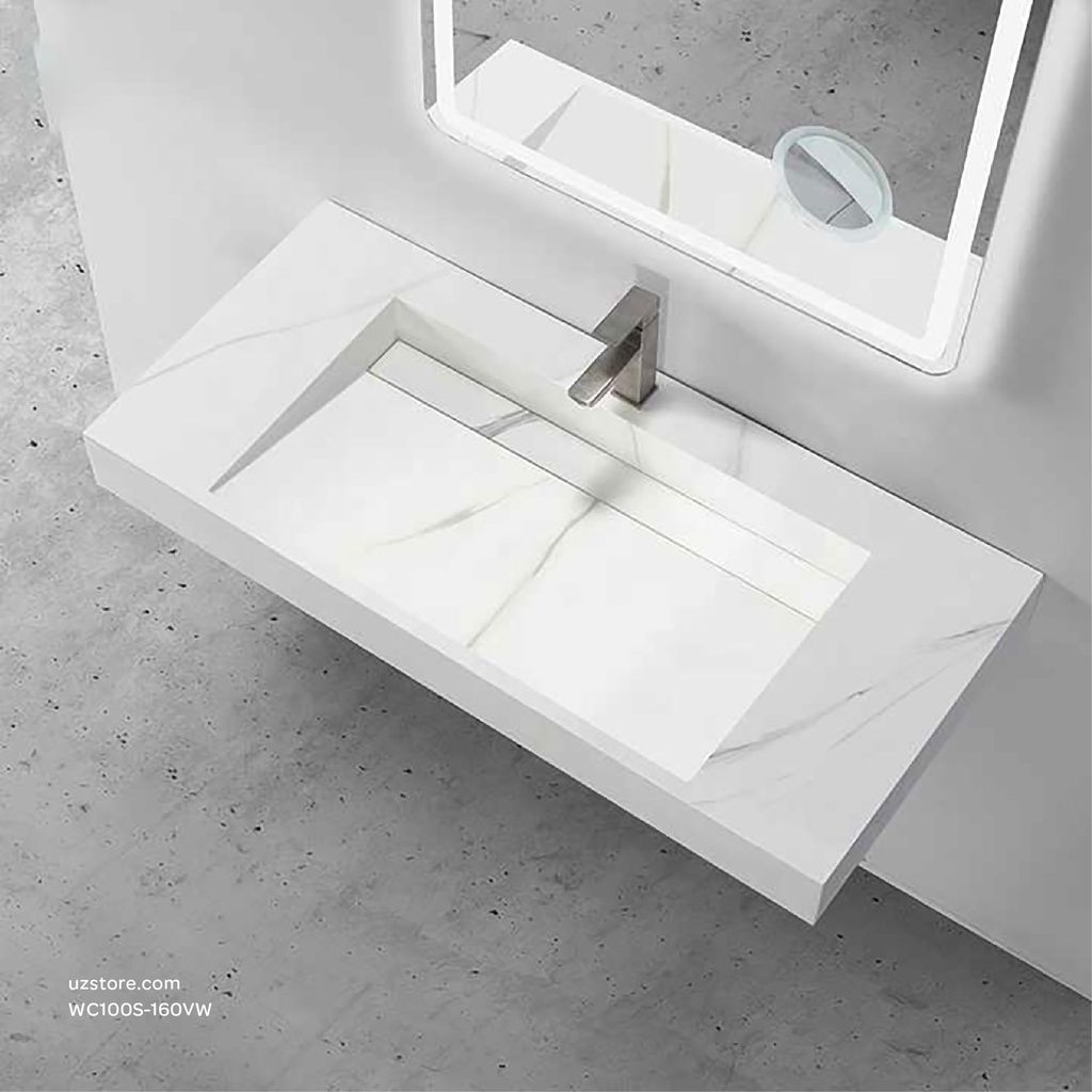 Sintered stone basin Sink on the middle 160S Volakas white  160x50x13cm