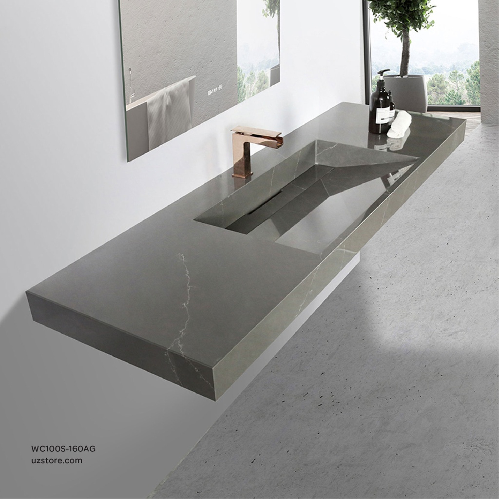 Sintered stone basin Sink on the middle 160S Armani gray  160x50x13cm
