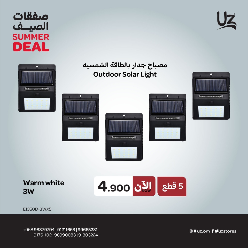 Outdoor Solar Light RS-016-1 3W with sensor WARMLIGHT 5 PC