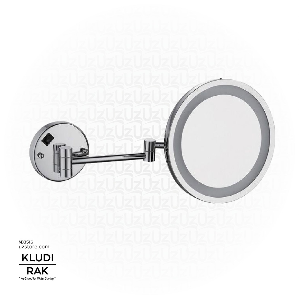 KLUDI RAK Round Vanity Mirror 8" With LED Magnifying Multiple,
3 Brass Chrome Plated RAK90940