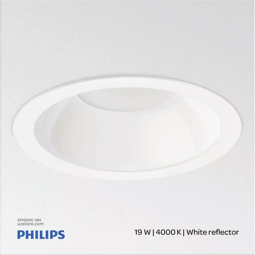 [EPH230C-19H] Philips CoreLine Downlight 19 W, D200 mm, 2200 lm, 4000 K, White reflector, Frosted, IP20 DN140B LED20S/840 PSU WR PI6 911401631505