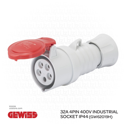 [EG1040] Gewiss 32A 5pin 400v 6H Industrial Socket IP44 (GW62020H)