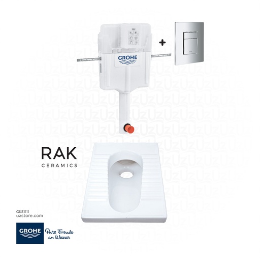 [GKS1111] GROHE Concealed 111 (Cistern Conc.GD2+Skate Cosmo, dual flush +Rak Ceramic Squantinbg pan )