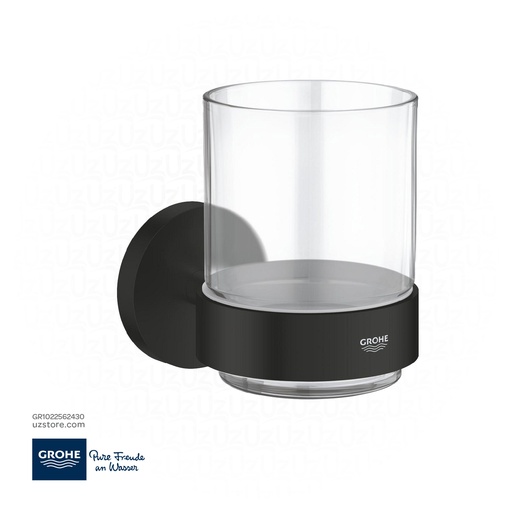 [GR1022562430] GROHE Essentials Crystal glass with holder , 1022562430 , matt black