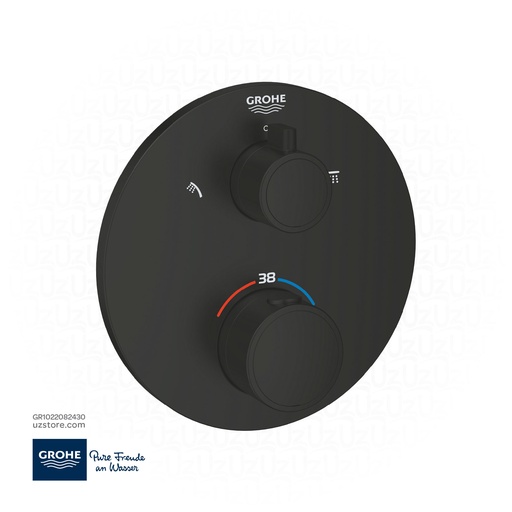 [GR1022082430] GROHE Grohtherm Safety shower mixer for 2 outlets with integrated shut off/diverter valve , 1022082430 , matt black