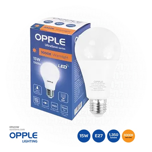 [EPU15W] OPPLE LED Lamp UltraSave series US A60 E27 15W 3000K CT DZ Warm white 800008021800