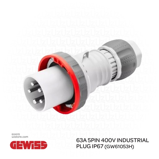 [EG1072] GEWISS 63A 5PIN 400V Industrial Plug IP67 (GW61053H)