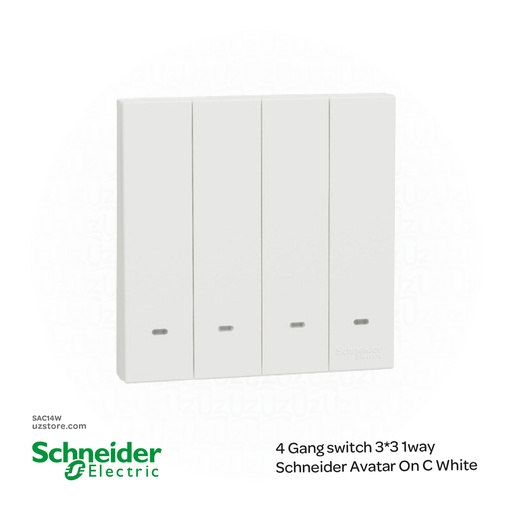 [SAC14W] 4 gang switch 3*3 1way Schneider Avatar On C White