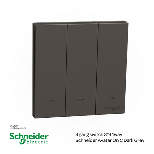 [SAC13D] 3 gang 1way Switch Schneider Avatar On C Dark Grey (E8733L1F_DG )