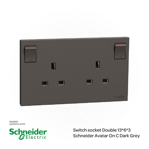 [SAC66D] Switch socket Double 13*6*3 Schneider Avatar On C Dark Grey