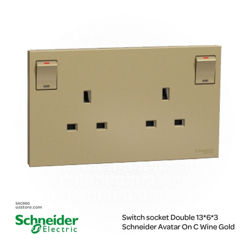 [SAC66G] Switch socket Double 13*6*3 Schneider Avatar On C Wine Gold